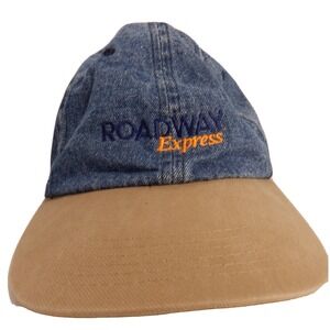 Vintage Roadway Express Cap/Hat‎ Blue Denim and Khaki Twill Adjustable